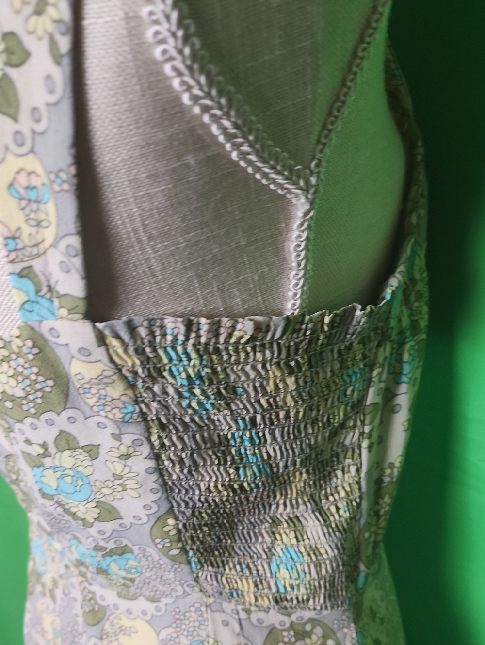 Vintage Y2K Nanette Lepore Turquoise Olive Floral Sweetheart Dress 4 - Picture 7 of 10